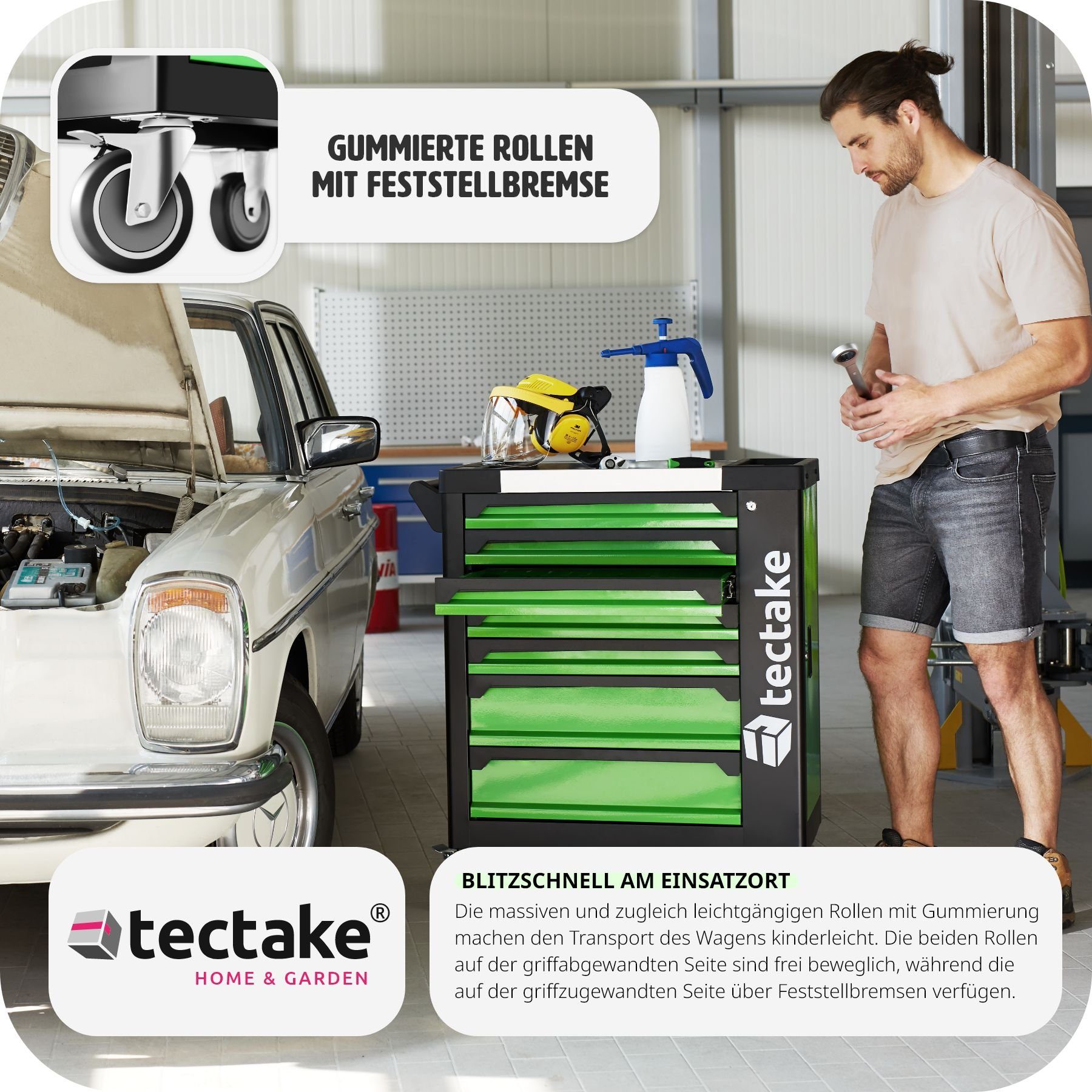 tectake Werkzeugwagen Werkzeugwagen mit Werkzeug 1599-tlg.