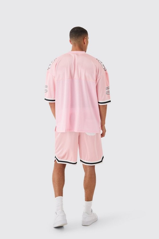 Baseball T-Shirt & Shorts mit Mesh & Satin Applikation