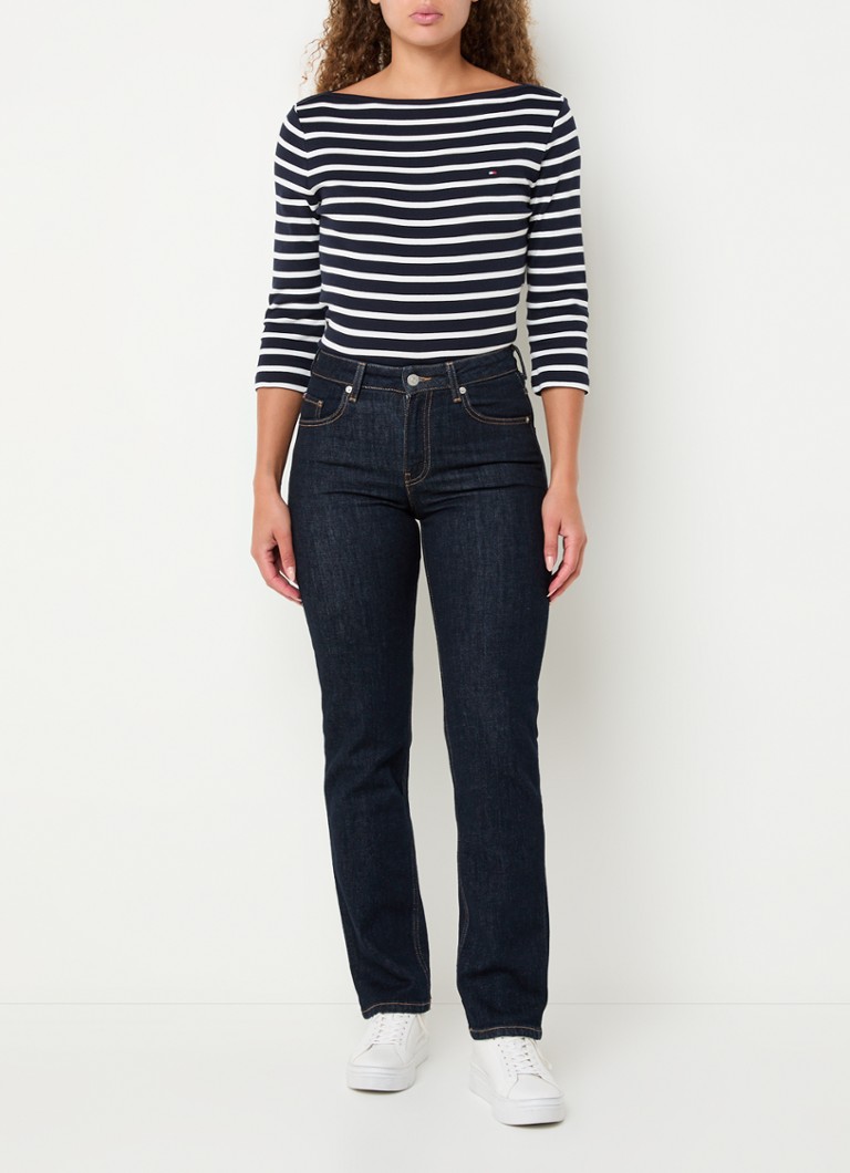 Blugi clasici Tommy Hilfiger slim fit cu talie înaltă, într-o nuanță închisă.