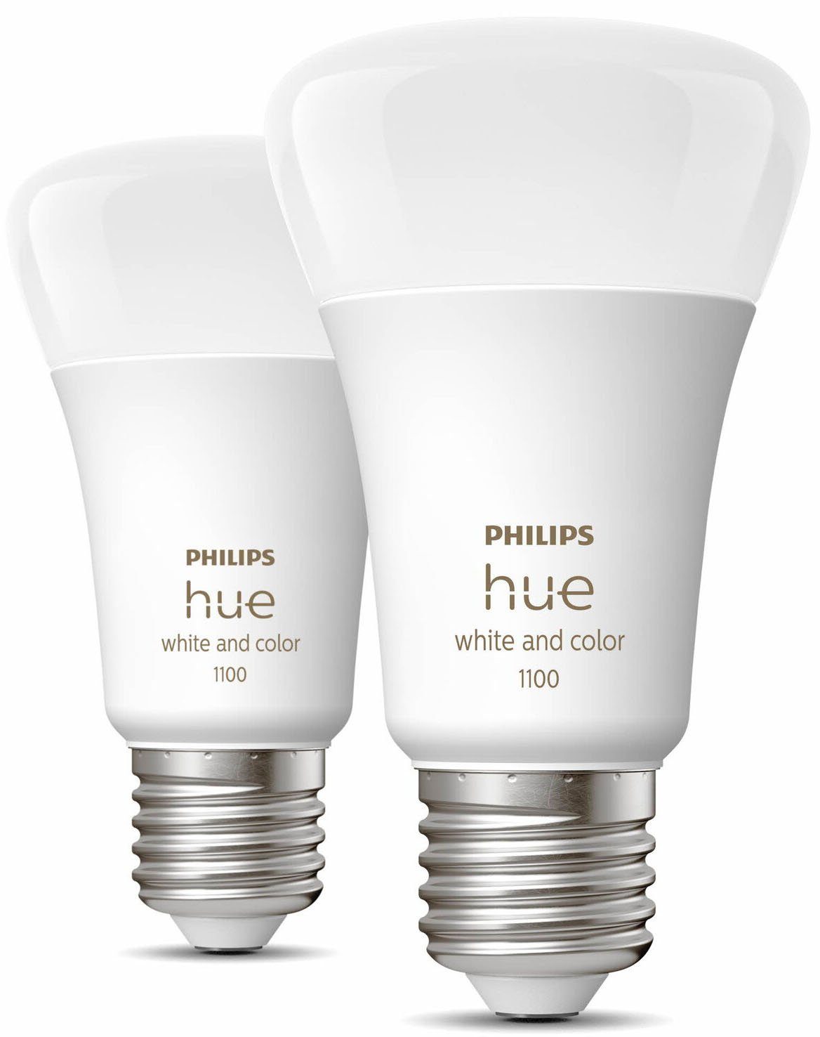 Philips Hue LED-Leuchtmittel White & Col. Amb. E27 Doppelpack 2x800lm 75W, E27, 1 St., Farbwechsler, Warmweiß