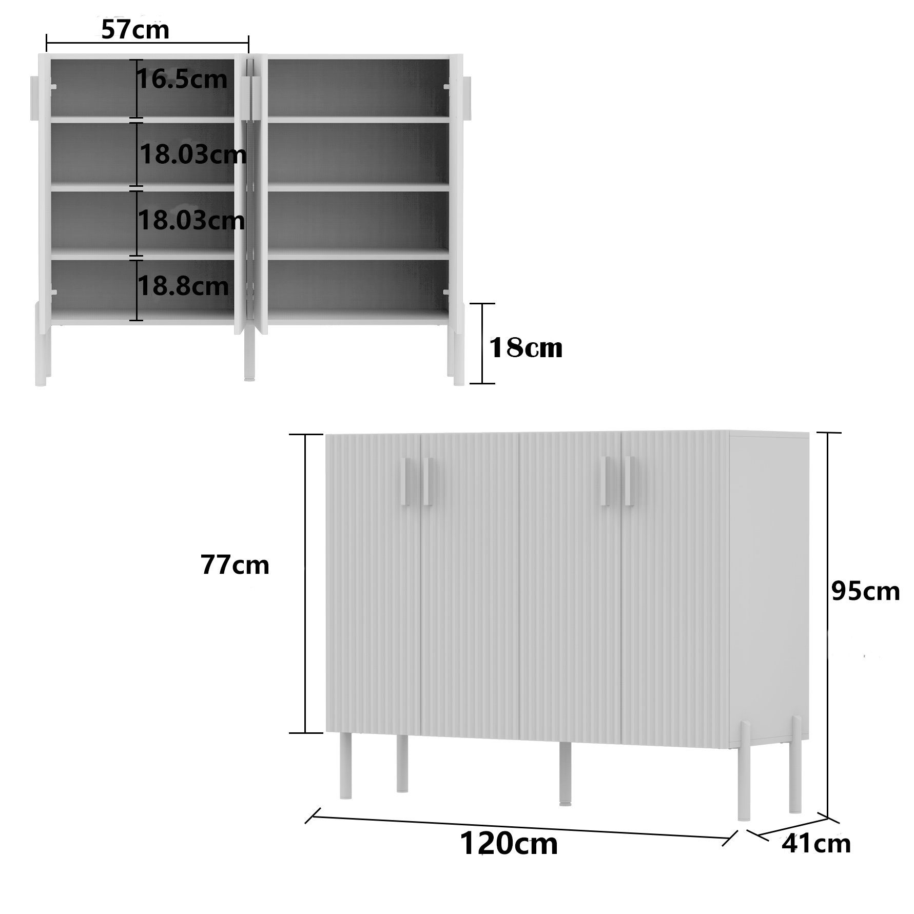 FUFU&GAGA Sideboard Küchenschrank mit 4 Türen, Breit 120cm