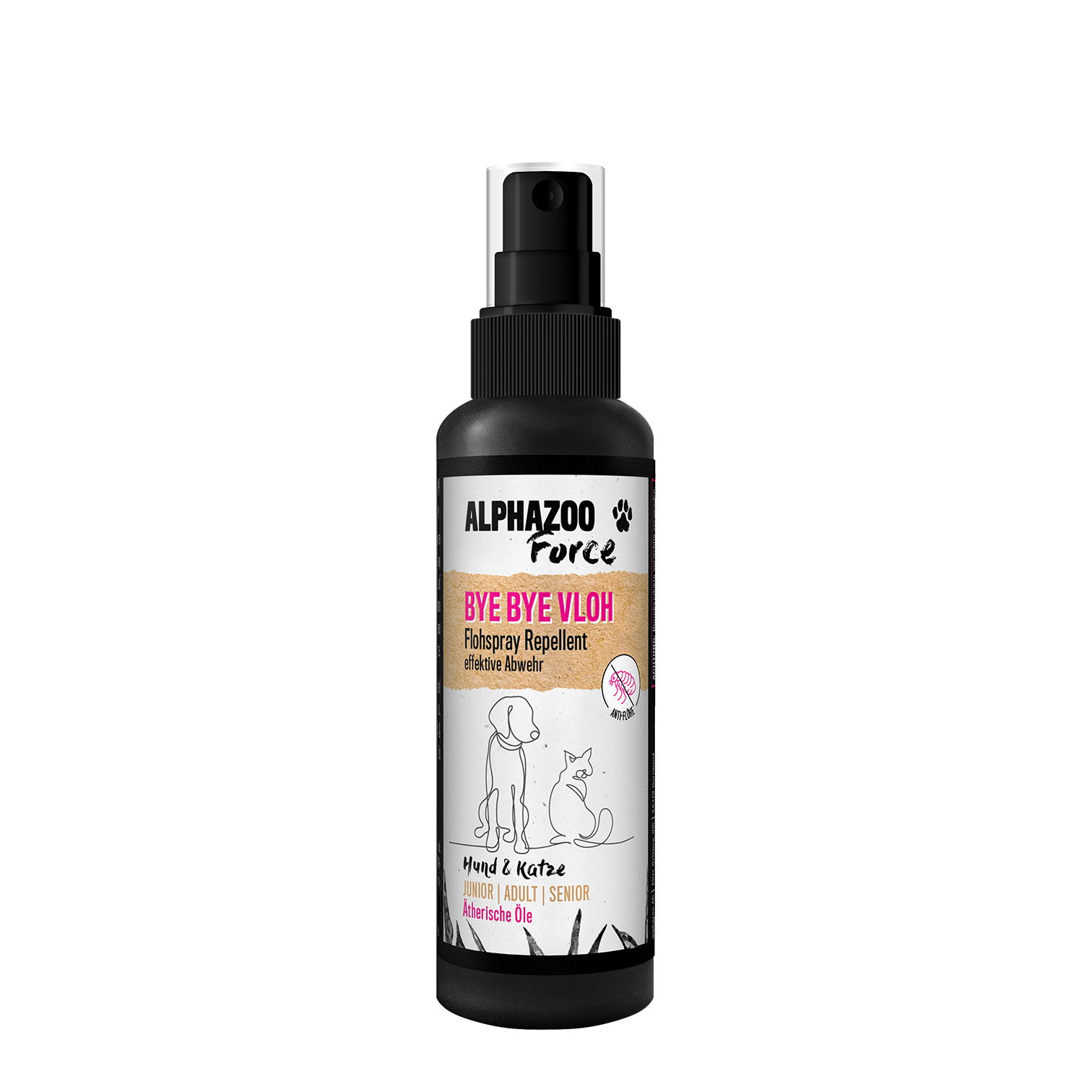 ALPHAZOO Floh- & Zeckenmittel ALPHAZOO Bye-Bye-Vloh 200ml - Flohspray für Hunde, Katzen, Haus- und Hoftiere 100 ml