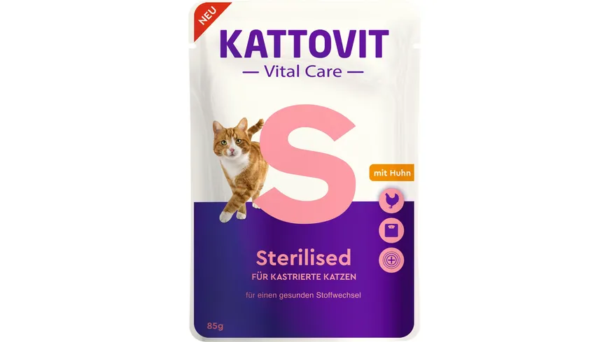 Kattovit Katzennassfutter Vital Care Sterilised mit Huhn 85 g
