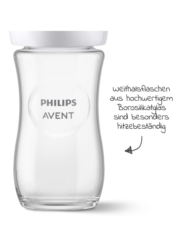 Philips Avent Glas-Flasche 2er Pack Natural Response 240ml   Silikon-Sauger in weiss günstig kaufen onesize