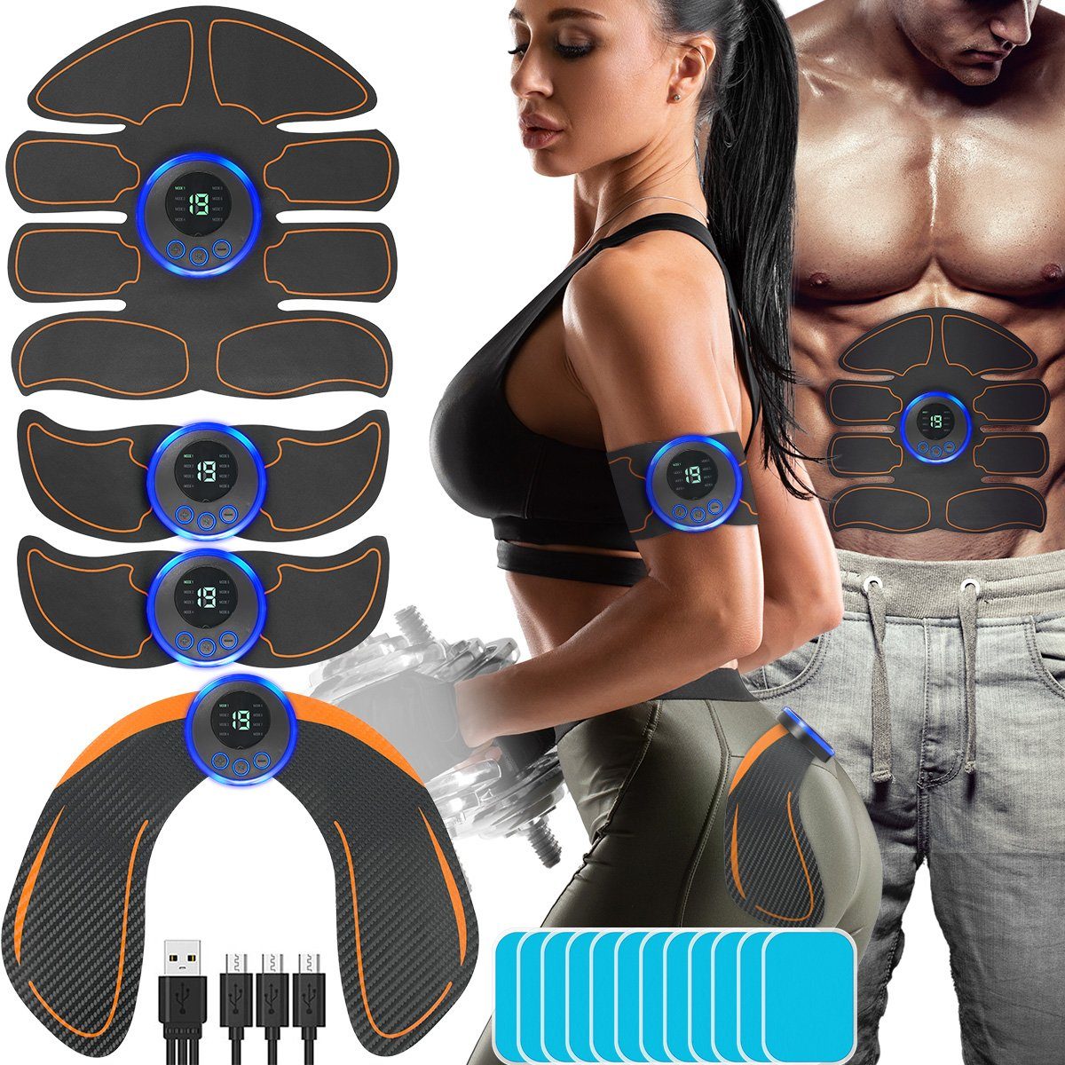 7Magic EMS-Gerät Bauchtrainer, (2023 Upgraded EMS Bauchmuskeltrainer), EMS Trainingsgerät ABS Bauchmuskeltrainer für Bauch, Rücken Arme