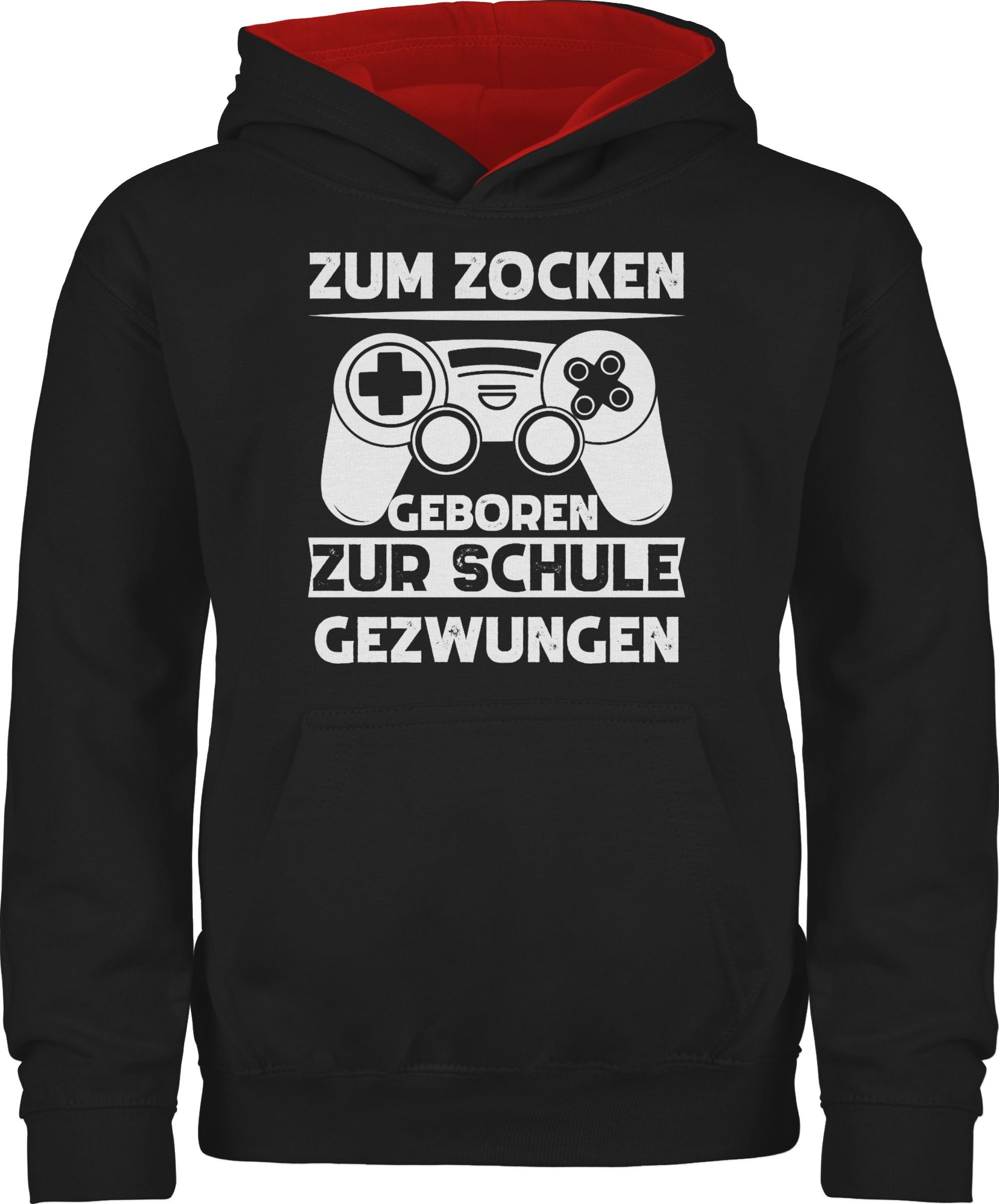 Shirtracer Hoodie Zum zocken geboren Schule gezwungen Kinderkleidung und Co
