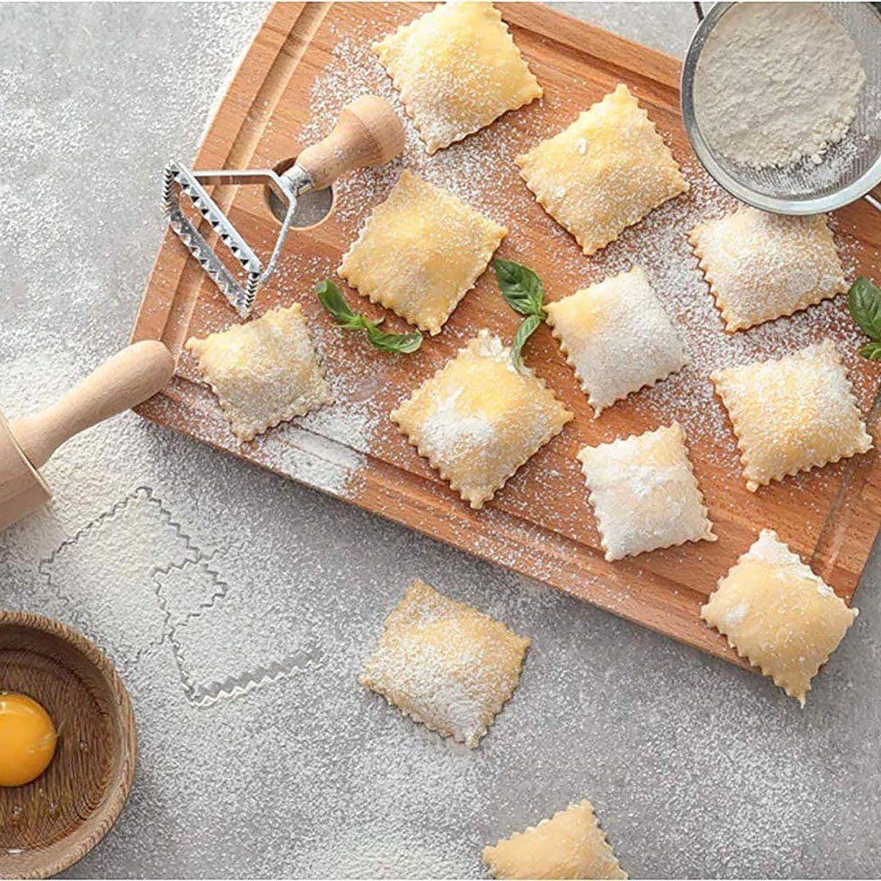 Tapferer Ping Nudelmaschine Zwei Wonton Cutter Sets mit Holzgriff Shaper