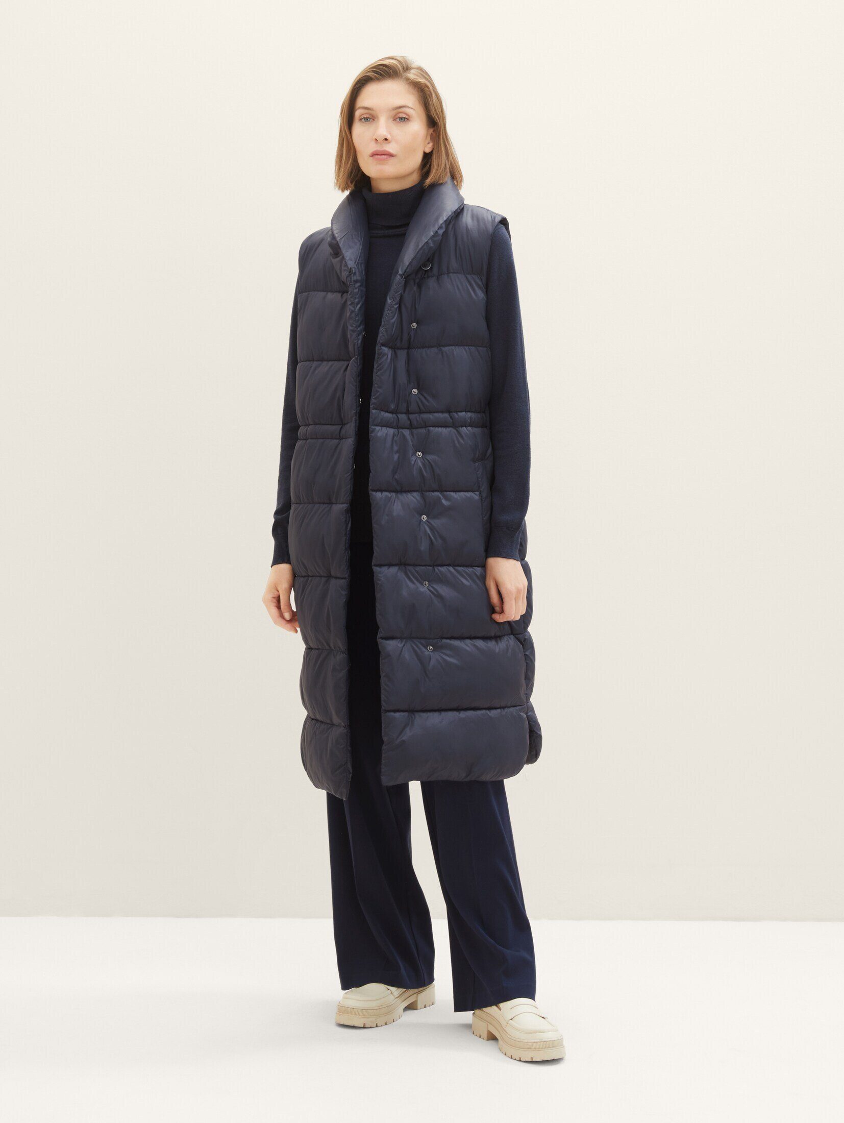 TOM TAILOR Longweste Weste mit recyceltem Polyester