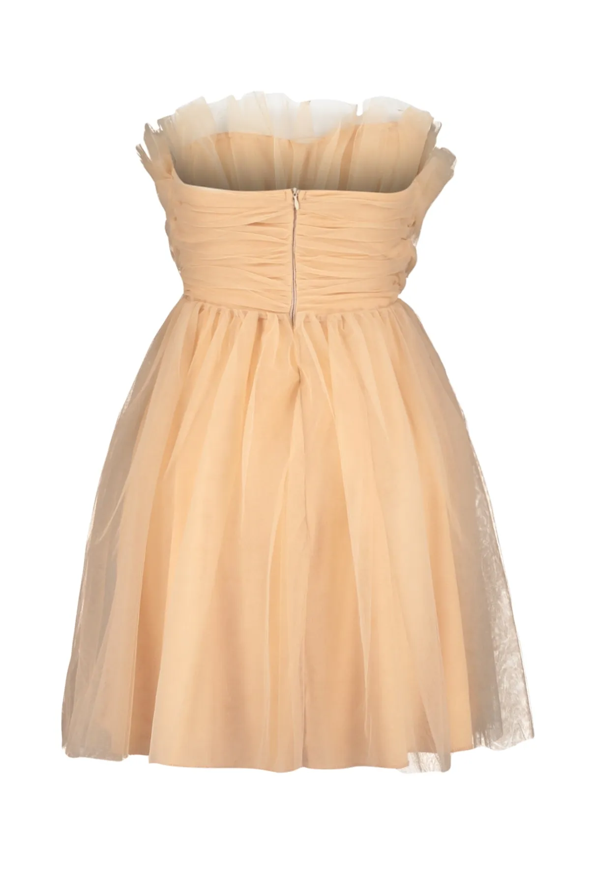 Trendyol Collection  Beiges Abendkleid mit offener Taille und Skater-Futter aus Tüll TPRSS23EL00343
