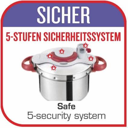 Tefal Schnellkochtopf Clipso Minut' Perfect, Edelstahl (1-tlg), Dampfkochtopf aus Edelstahl, 6L, alle Herdarten, Induktion