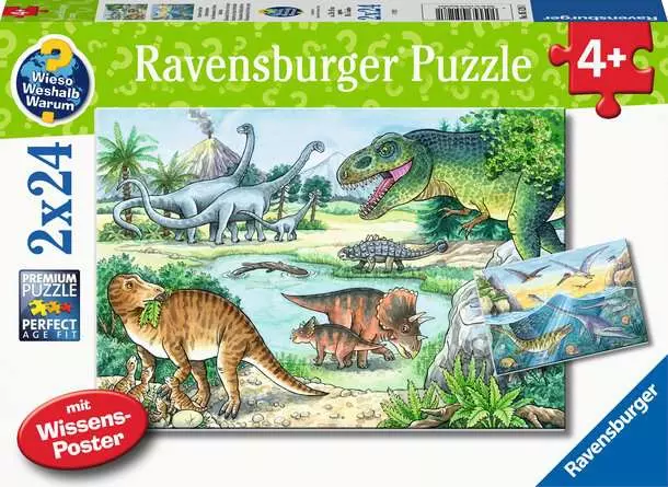 Kinderpuzzle ab 4 Jahren - Saurier und ihre Lebensräume - 24 Teile