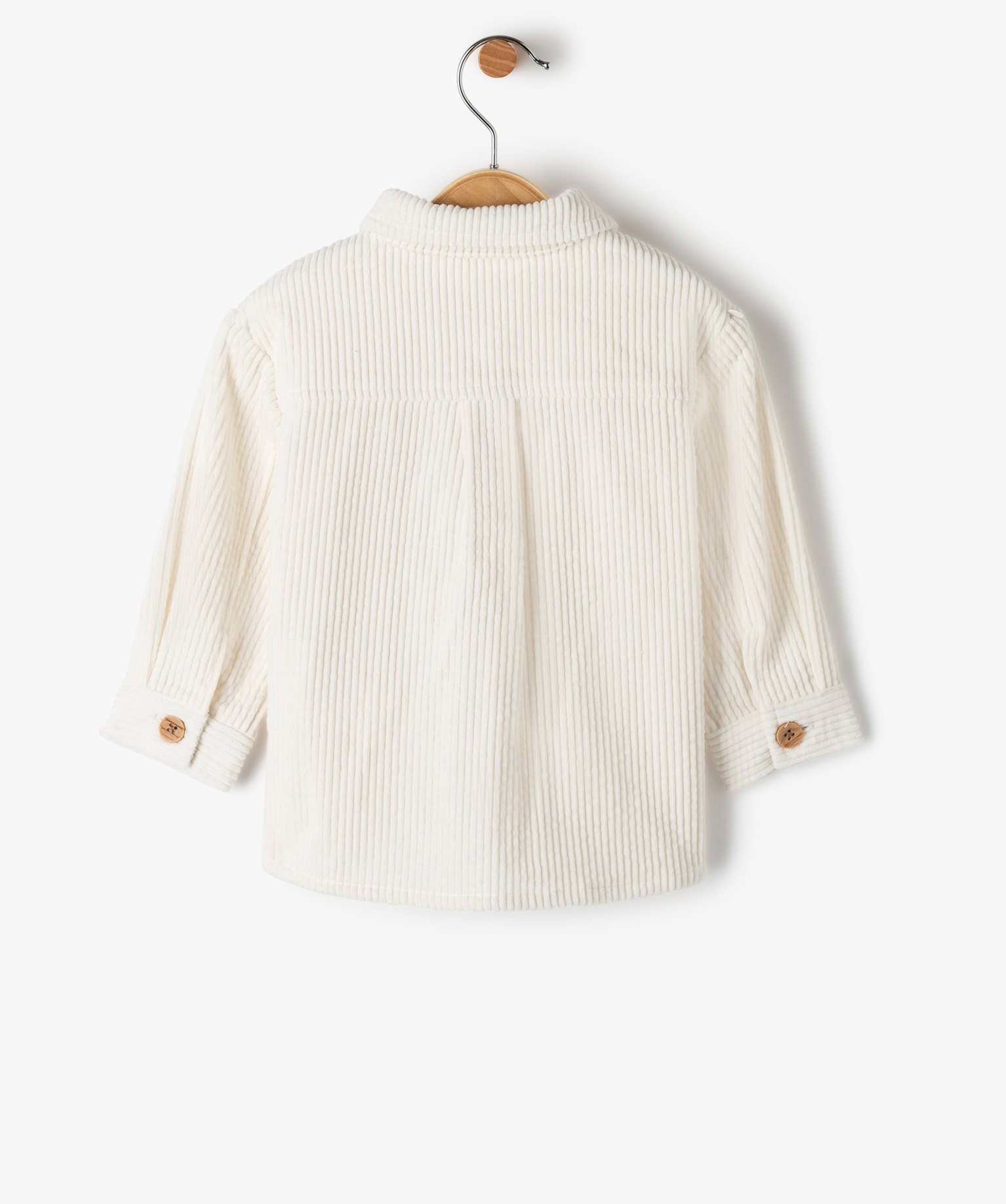 Chemise bébé fille en velours à grosses ctes ecru | GEMO