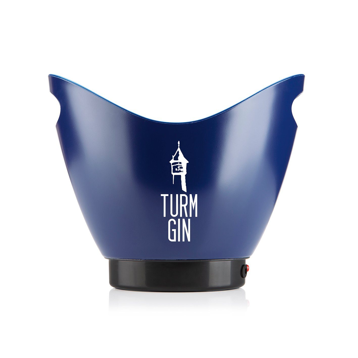 TURM GIN Eiswürfelbehälter LED-Eiskübel- 4 l Fassungsvermögen - blau/schwarz mit Logo