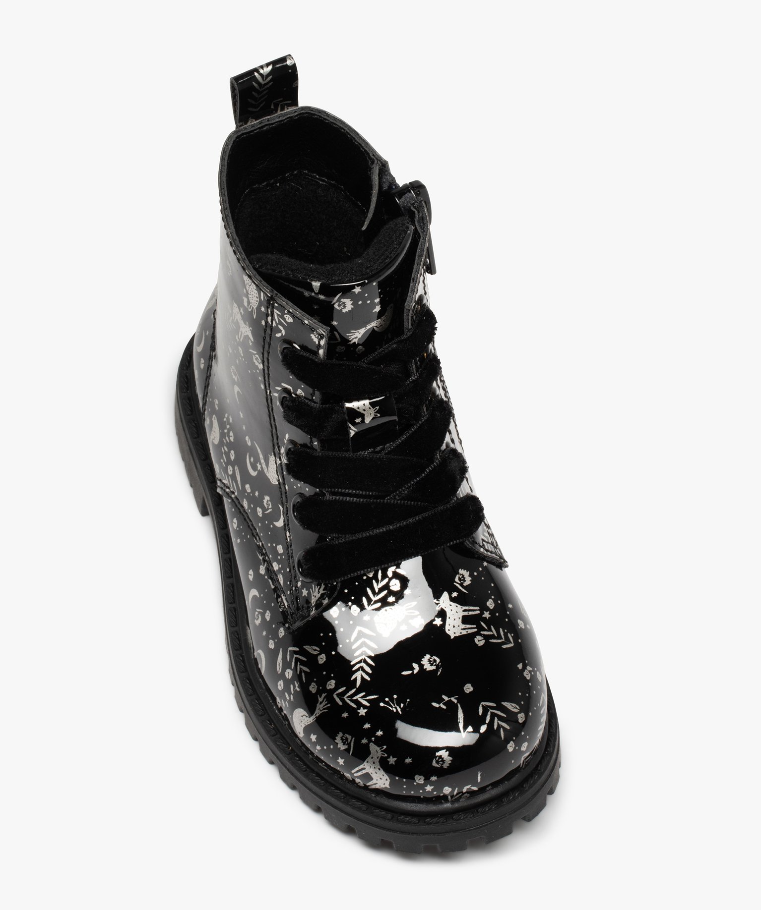 Boots bébé fille vernies et pailletées fermeture zip noir | GEMO