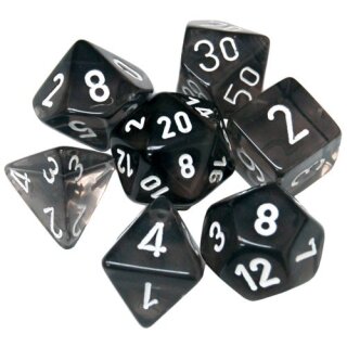Smoke w/white Translucent Polyhedral 7-Die Sets