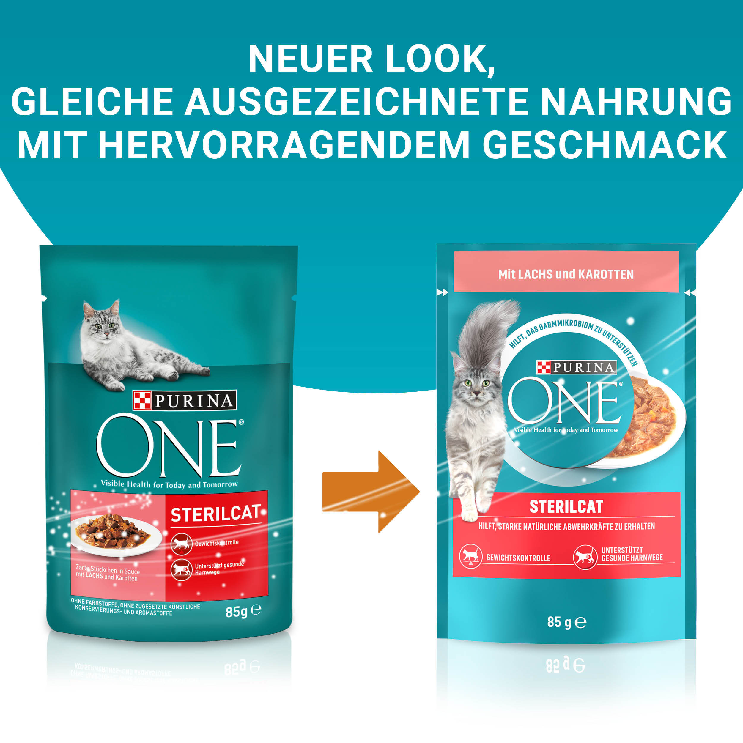Purina ONE Nassfutter Purina ONE Sterilcat 26x85g mit Lachs und Karotten