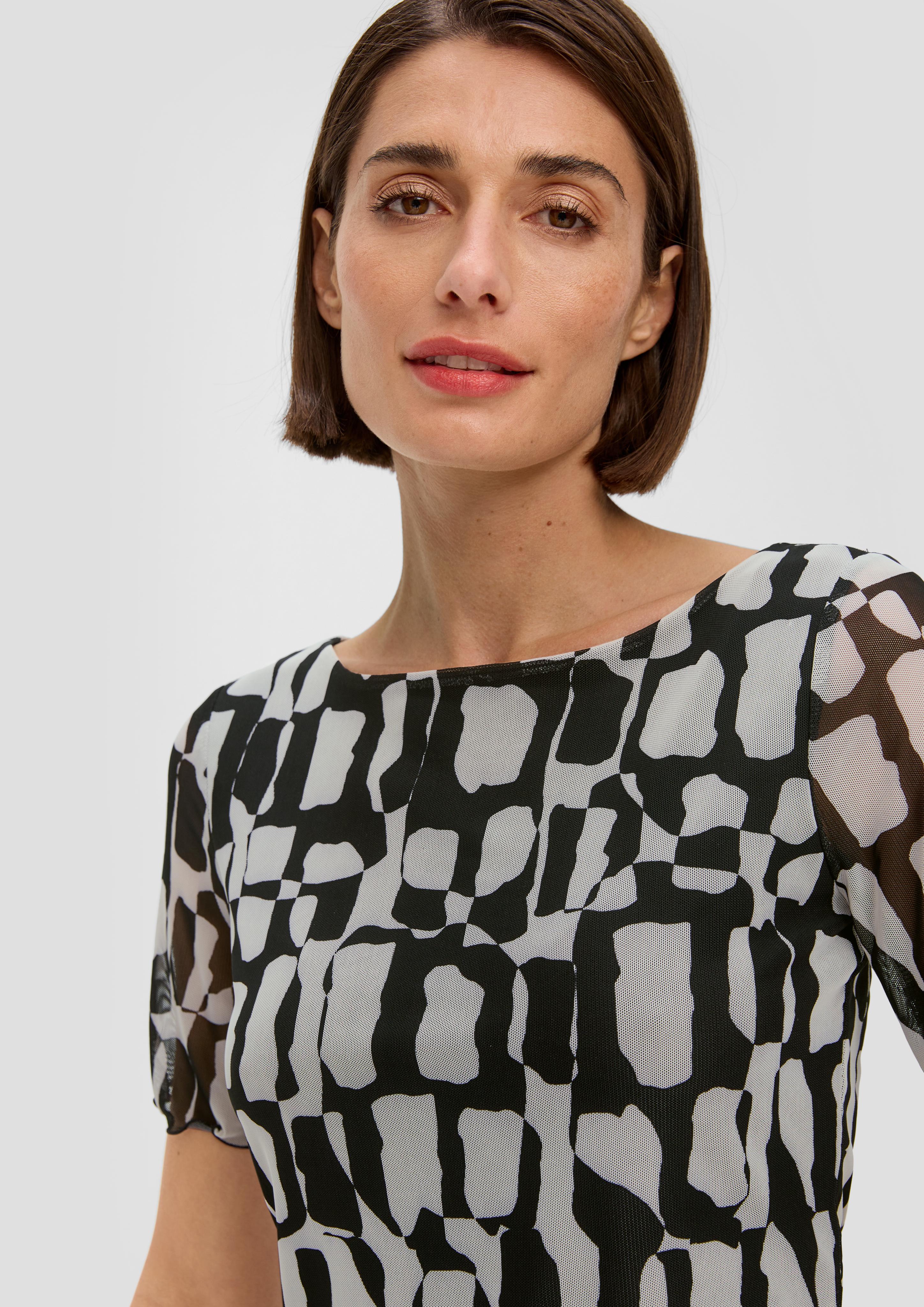 T-Shirt mit Mesh-Overlay  2142290-99A1