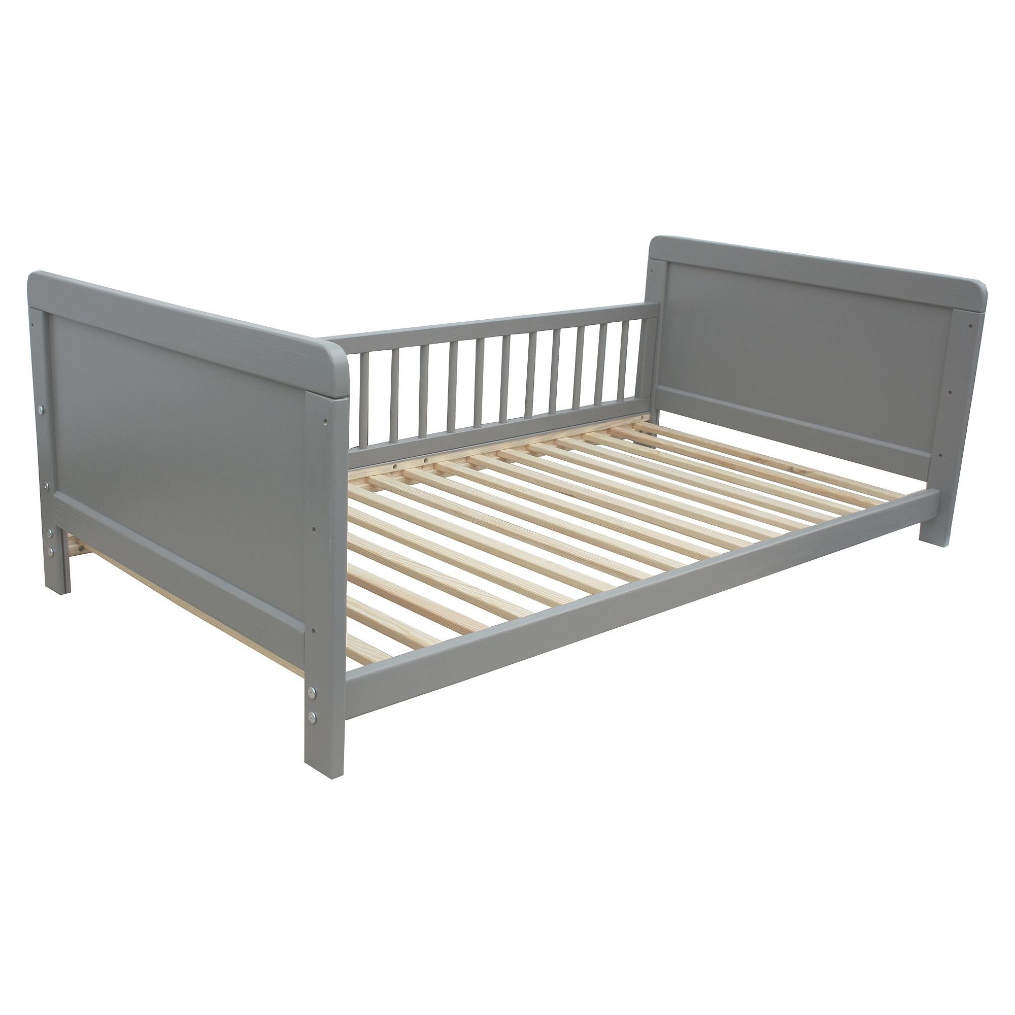 Micoland Kinderbett Kinderbett Juniorbett Beistellbett 140x70 cm 3in1 grau