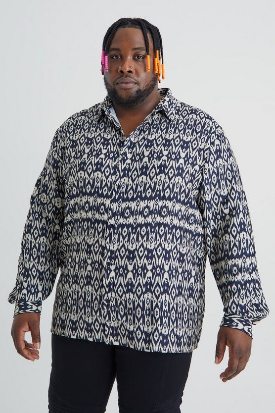 Plus Oversize Hemd mit Azteken-Detail