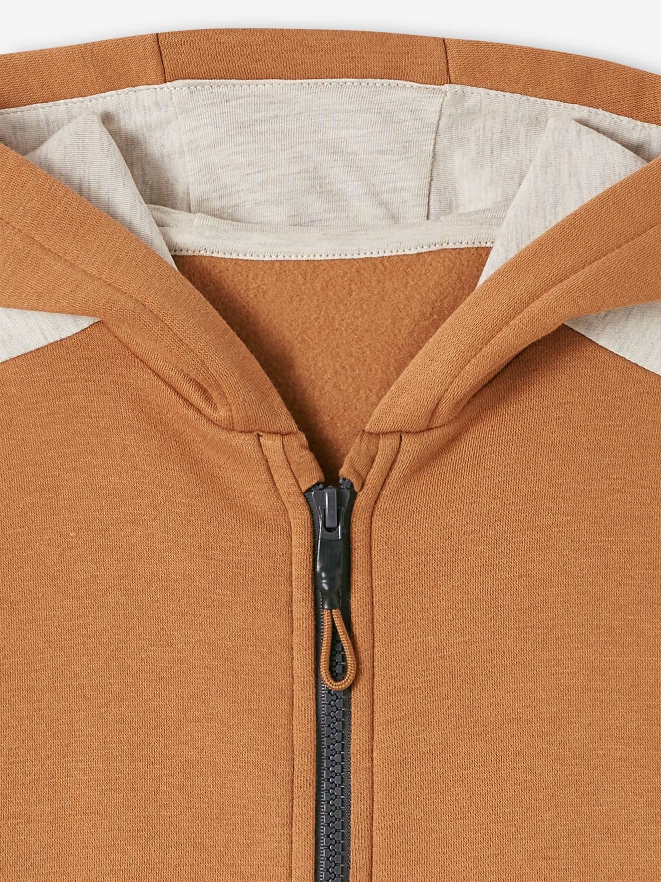 Sweat zippé à capuche effet colorblock sport garçon vert