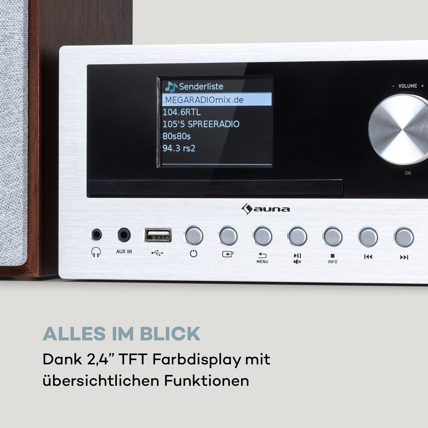 Auna Connect System Stereoanlage (Internet/DAB+/FM Radio, 30 W, Internetradio Küchenradio Digitalradio mit Bluetooth Musikanlage)