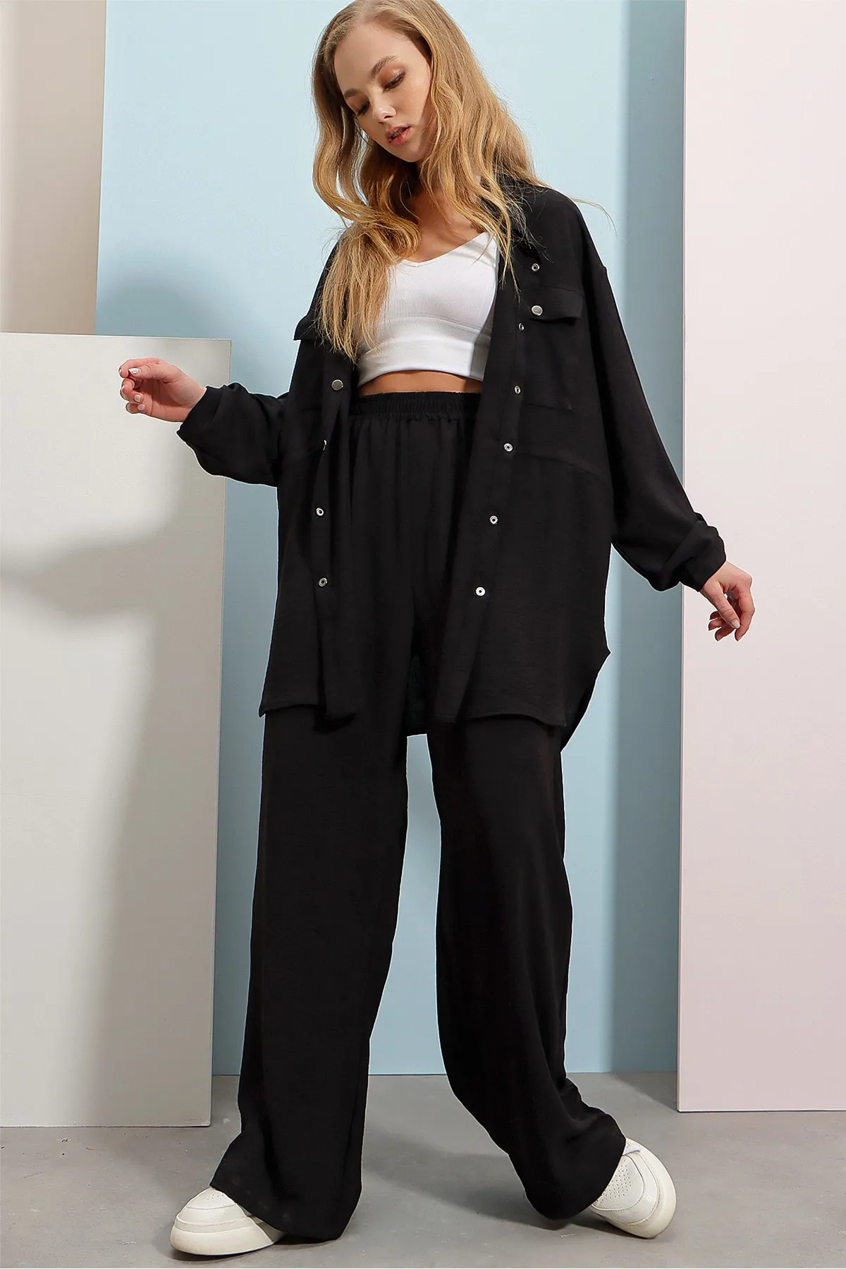 Trend Alaçatı Stili  Zweiteiler - Schwarz - Regular Fit