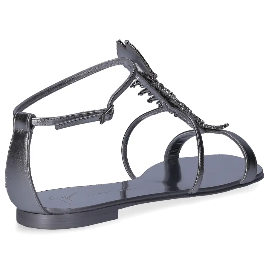 Giuseppe Zanotti - Zehentrenner ROLL Kalbsleder Swarovski silber - grau