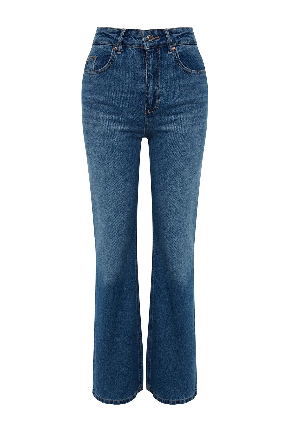Trendyol Collection  Blaue Jeans mit hoher Taille und weitem Bein TWOAW24JE00073