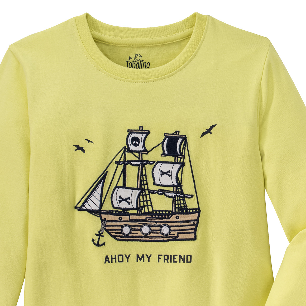 Jungen Langarmshirt mit Piratenschiff-Motiv