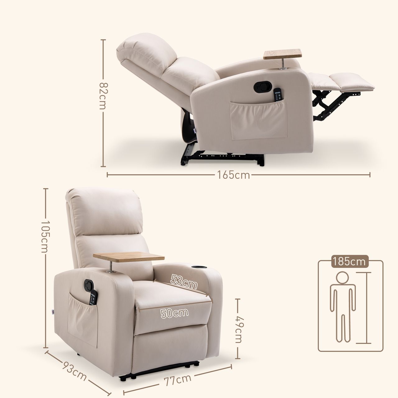 HOMCOM Relaxsessel Massagesessel Fernsehsessel mit Fernbedienung Massagefunktion