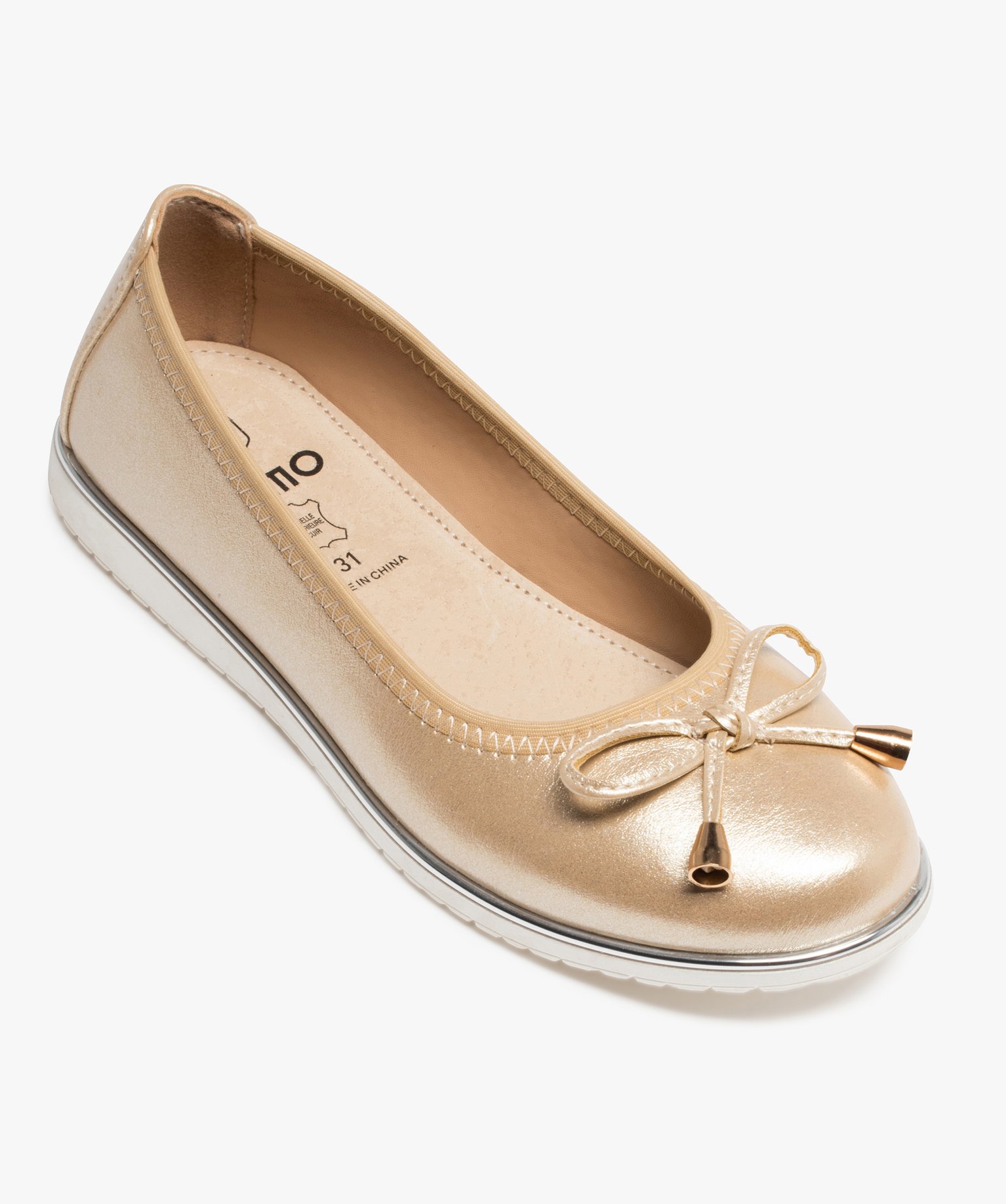 Ballerines fille métallisées à semelle contrastante or | GEMO