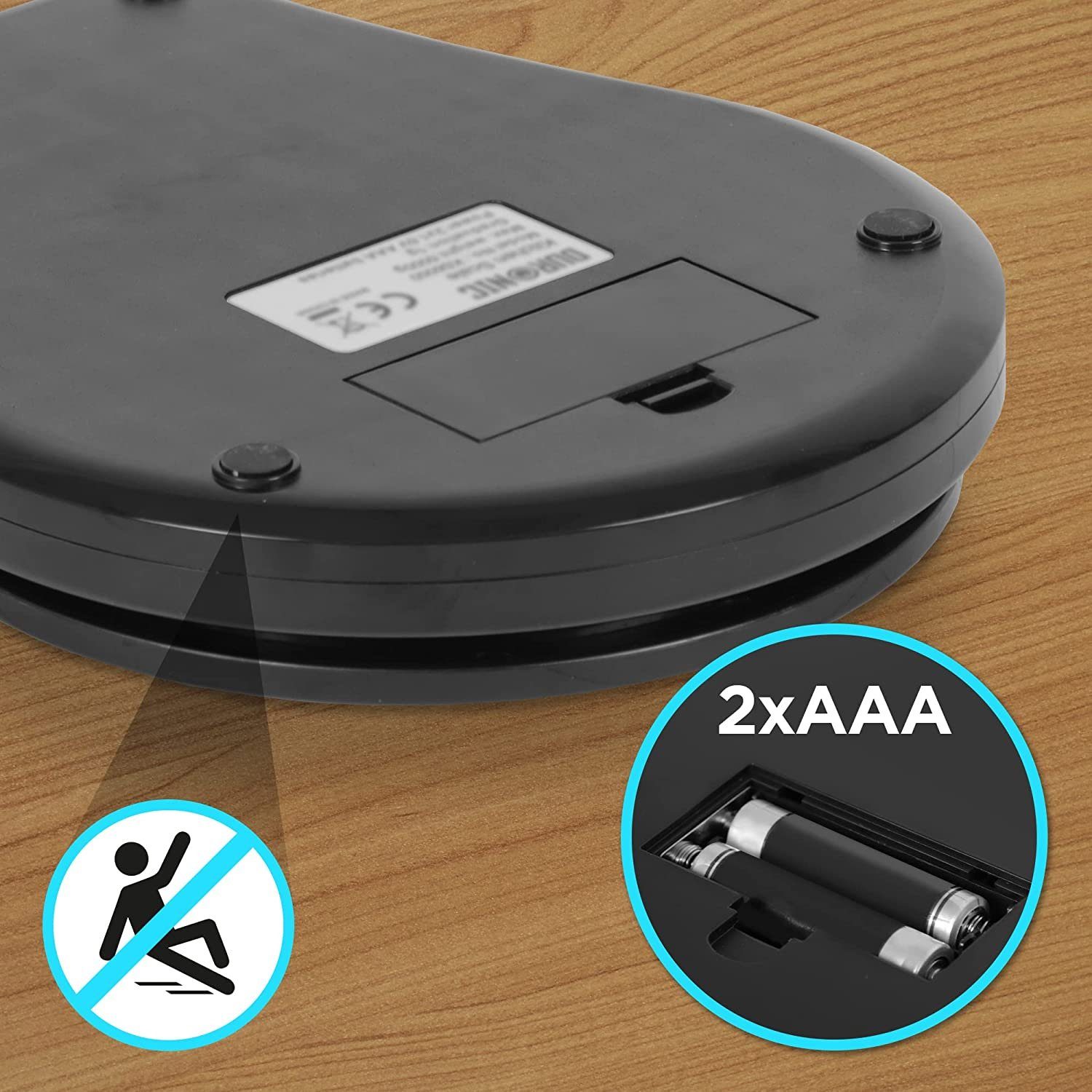 Duronic Küchenwaage, KS6000 BK/SS Küchenwaage, 5 kg Digitalwaage rund mit 2,5 L Schüssel