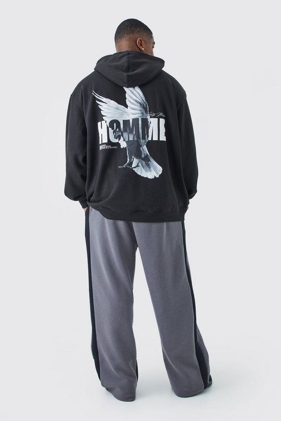 Plus Oversize Hoodie mit Homme Print