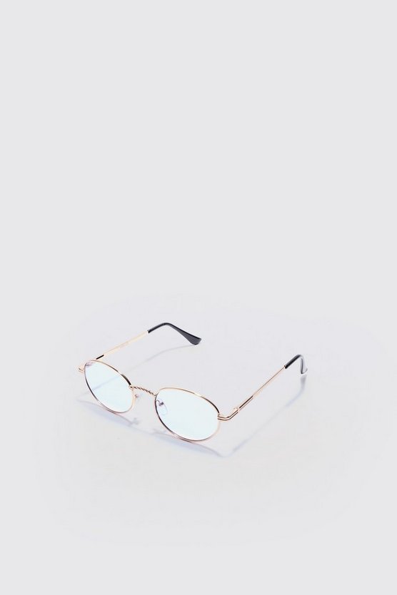 Lila ovale Sonnenbrille mit Metall-Gestell