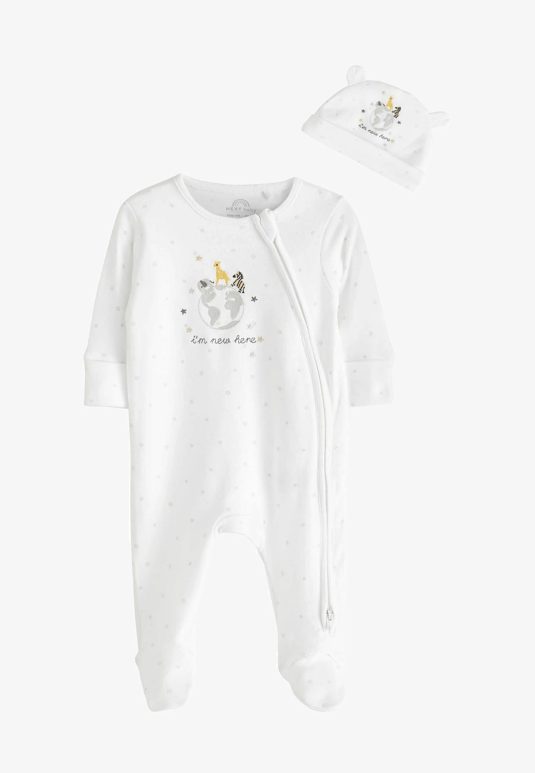 Siguiente CONJUNTO DE PIJAMA Y GORRO ¡SOY NUEVO AQUÍ! - Mono