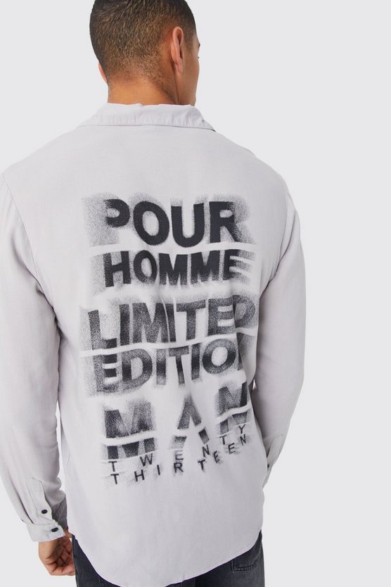 Langärmliges Viskose-Hemd mit Print