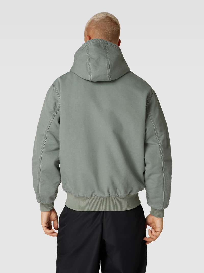 Jacke mit Label-Patch Modell 'ACTIVE' in olivgrün
