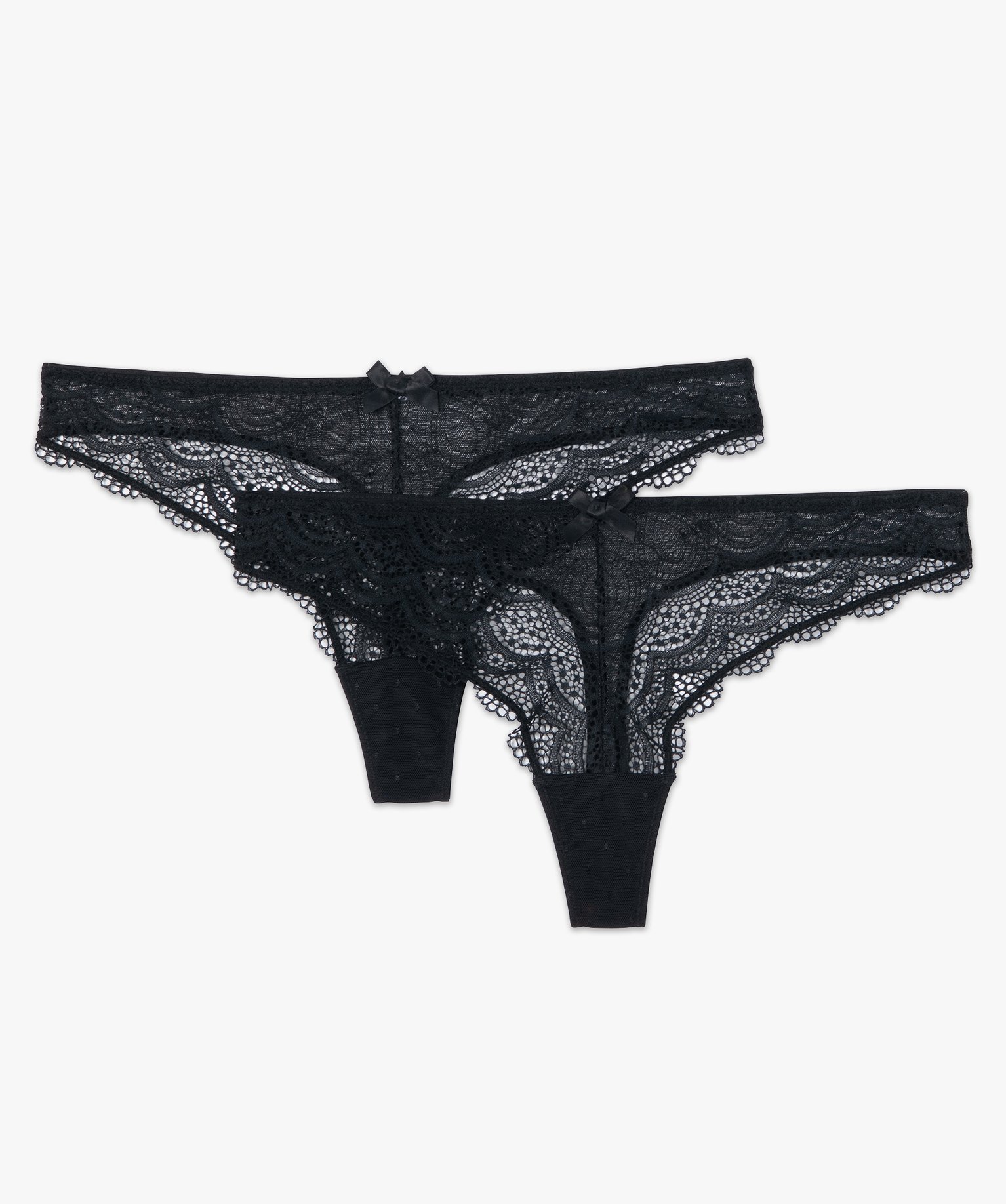 String en dentelle et tulle femme (lot de 2) noir | GEMO
