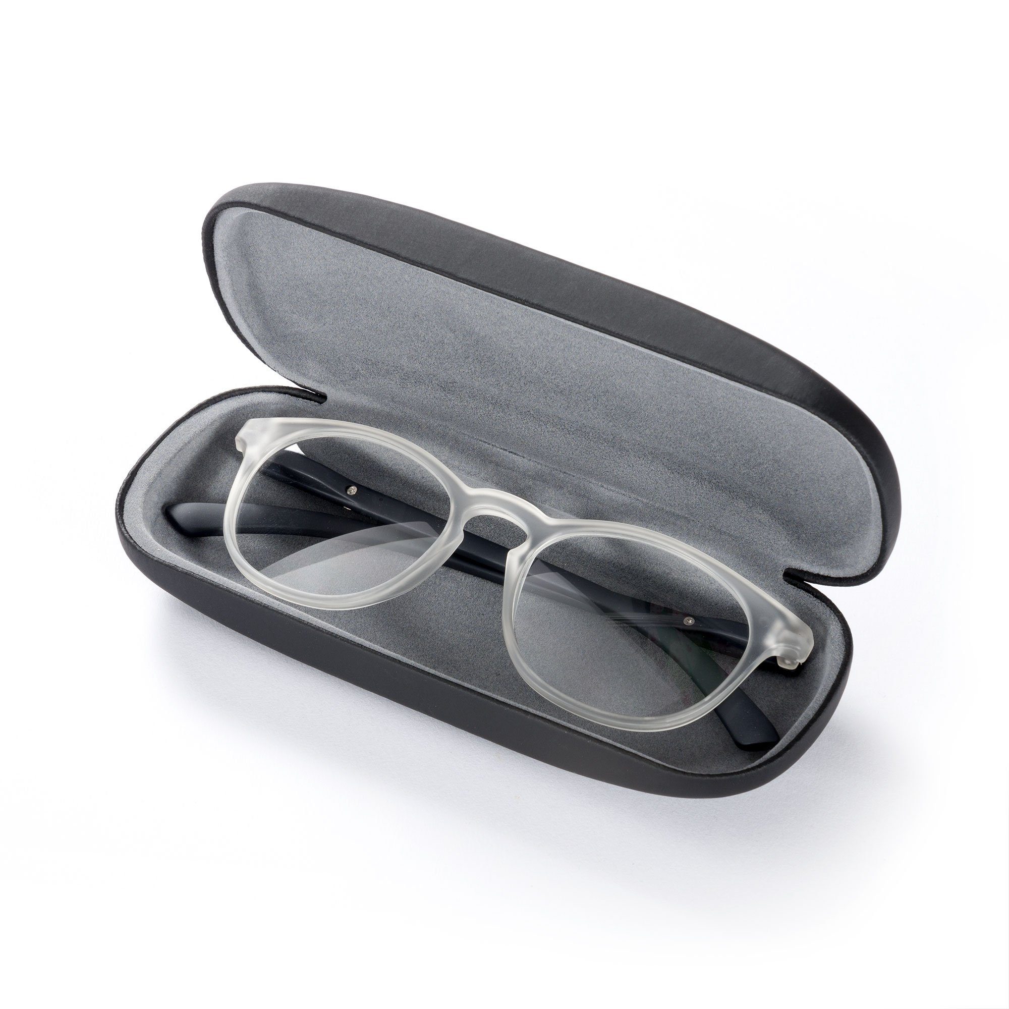 FEFI Brillenetui Softtouch schwarz, seidenmatt (Hardcase), inklusive Mikrofasertuch