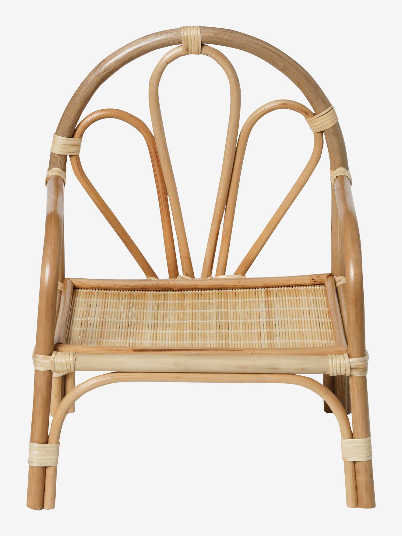 Chaise + table poupon en rotin beige