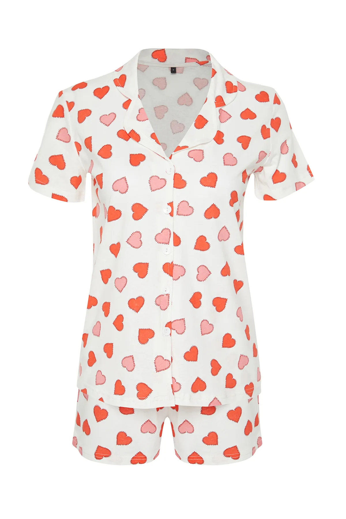 Trendyol Collection  Mehrfarbiges Pyjama-Set aus 100 % Baumwolle mit Herzmuster THMSS24PT00152
