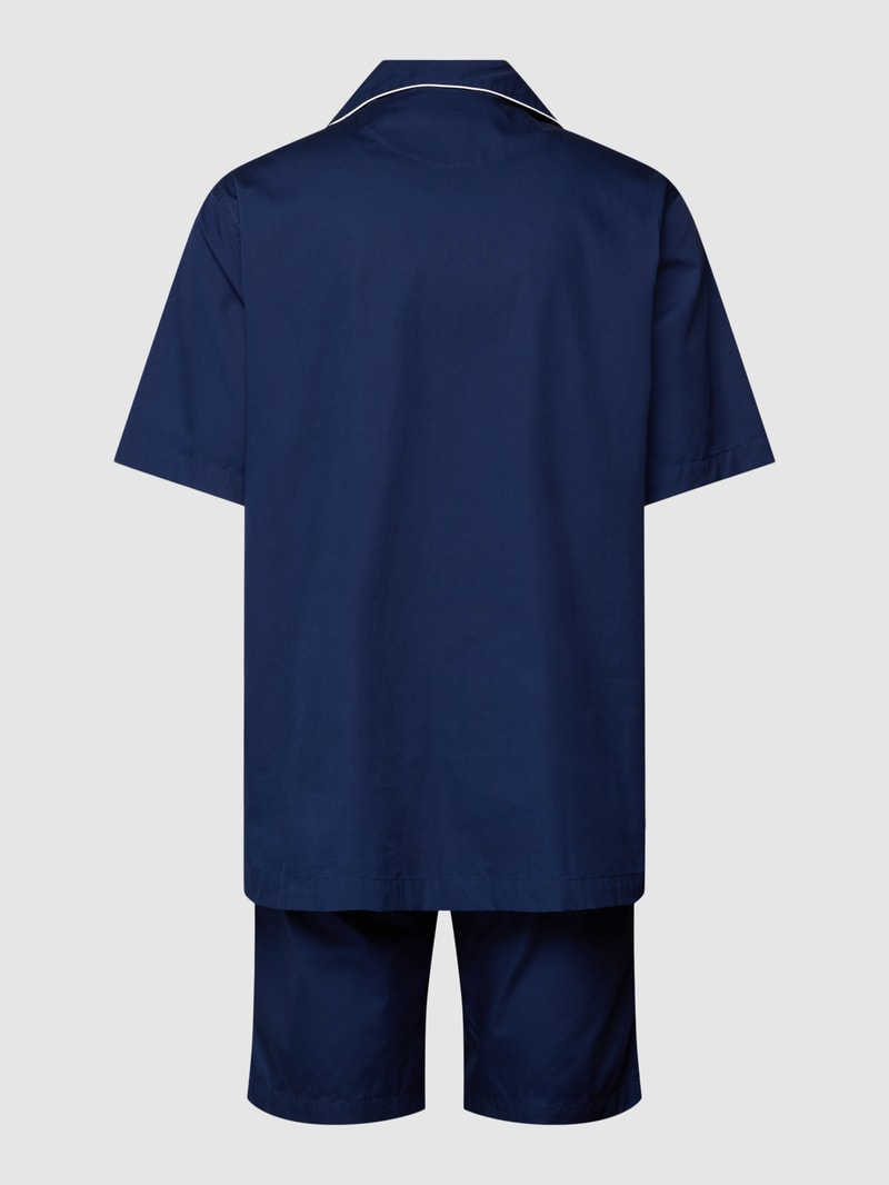 Pyjama mit Kontrastpaspeln Modell 'WOVEN' in dunkelblau