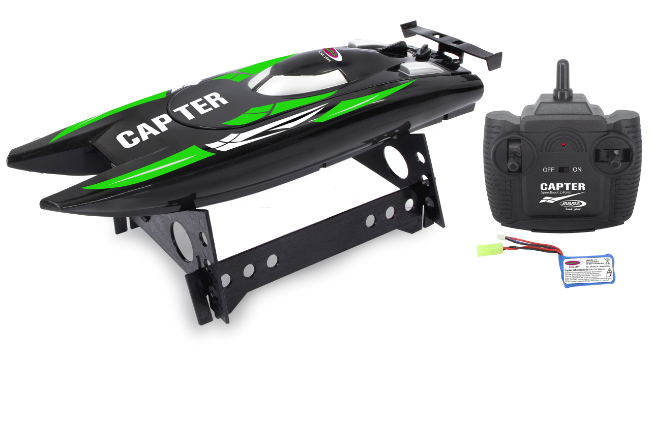 Jamara e.K. Capter Speedboot schwarz/grün LiPo 7,4V 2,4GHz