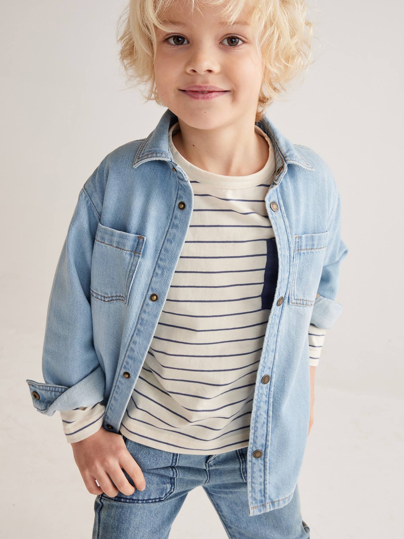Chemise en jean garçon stone
