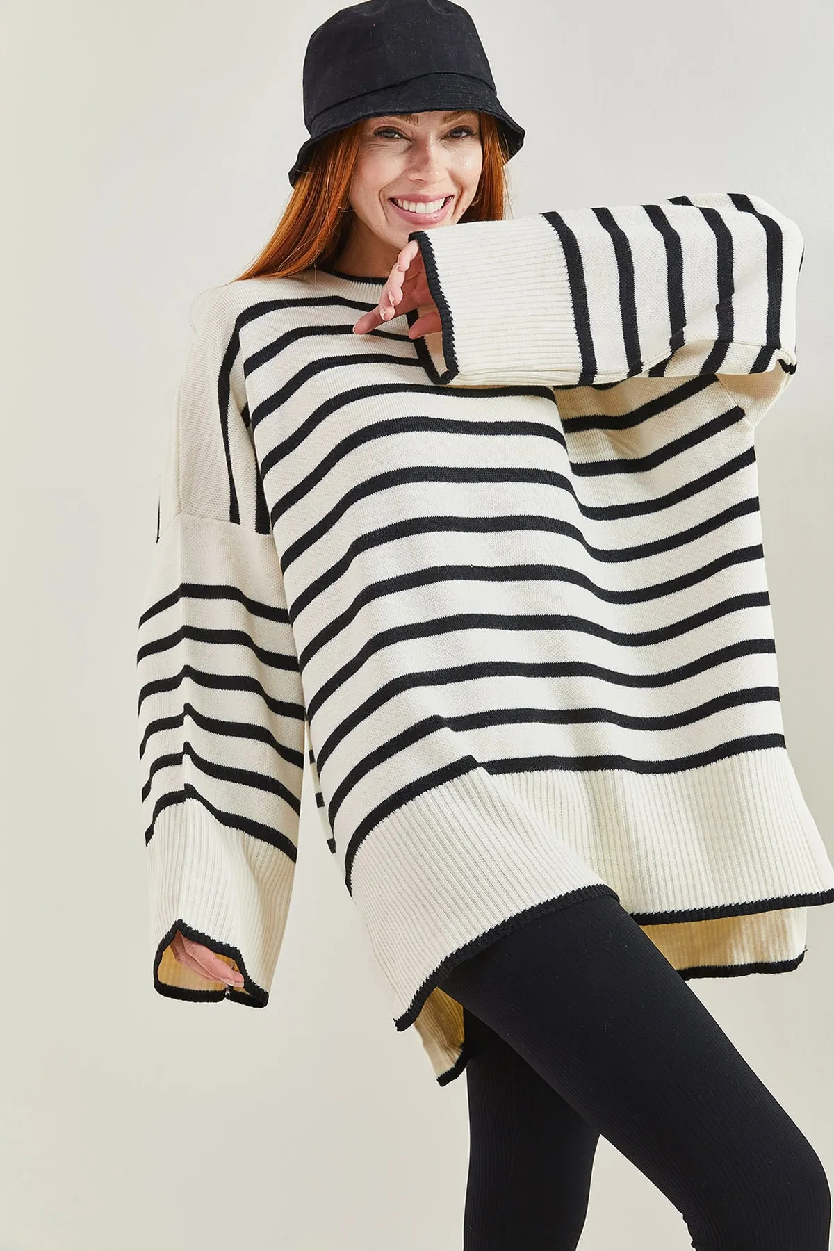 Bianco Lucci  Gestreifter Oversize-Strickpullover für Damen