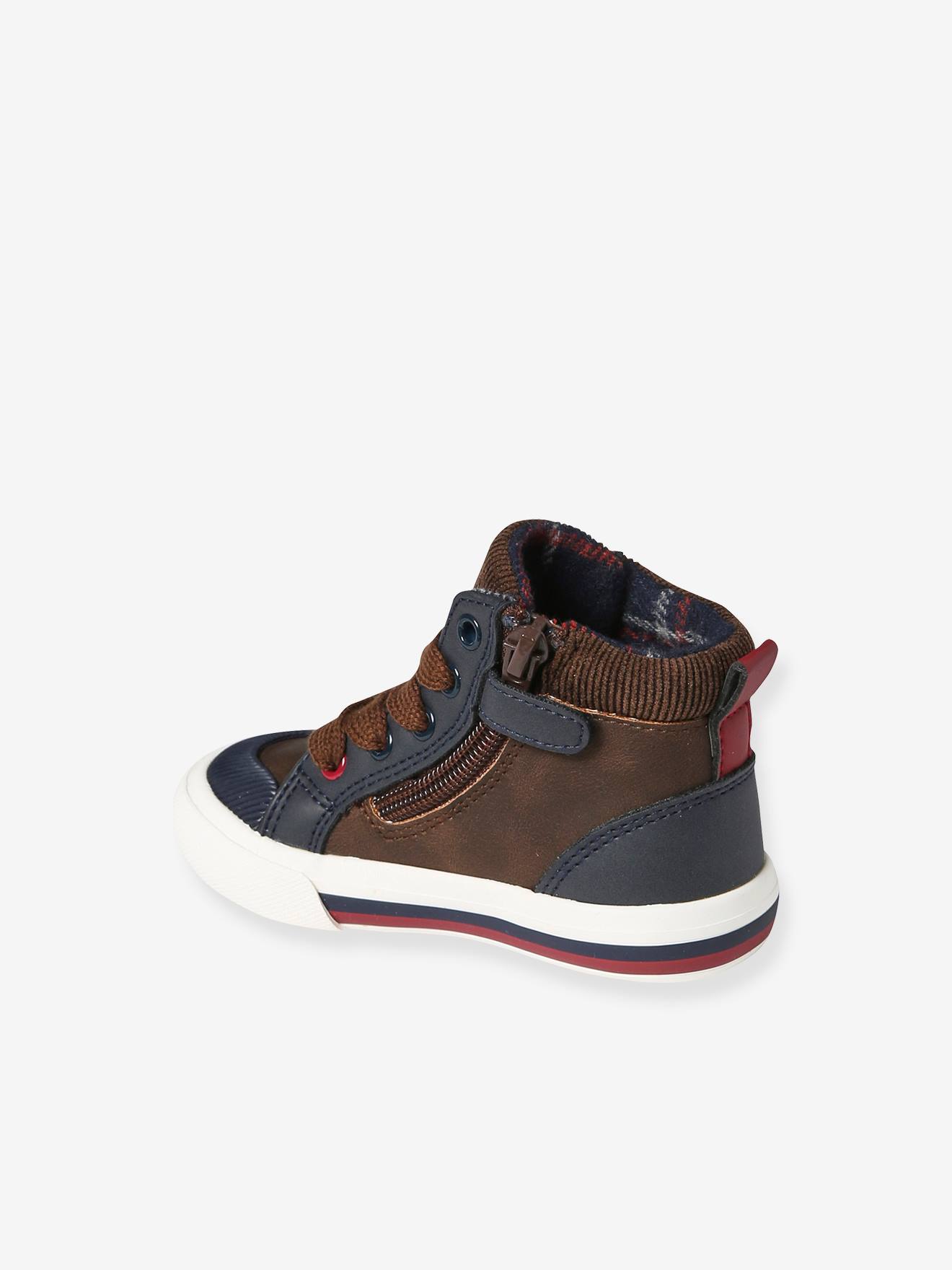 Vertbaudet Baby High-Sneakers mit Reißverschluss - braun