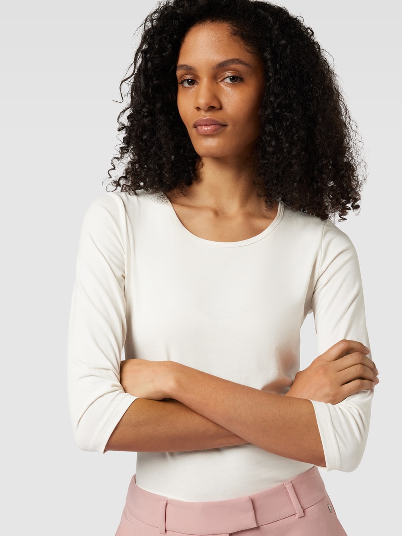 Longsleeve mit 3/4-Arm im unifarbenen Design Modell 'Pylle' in offwhite
