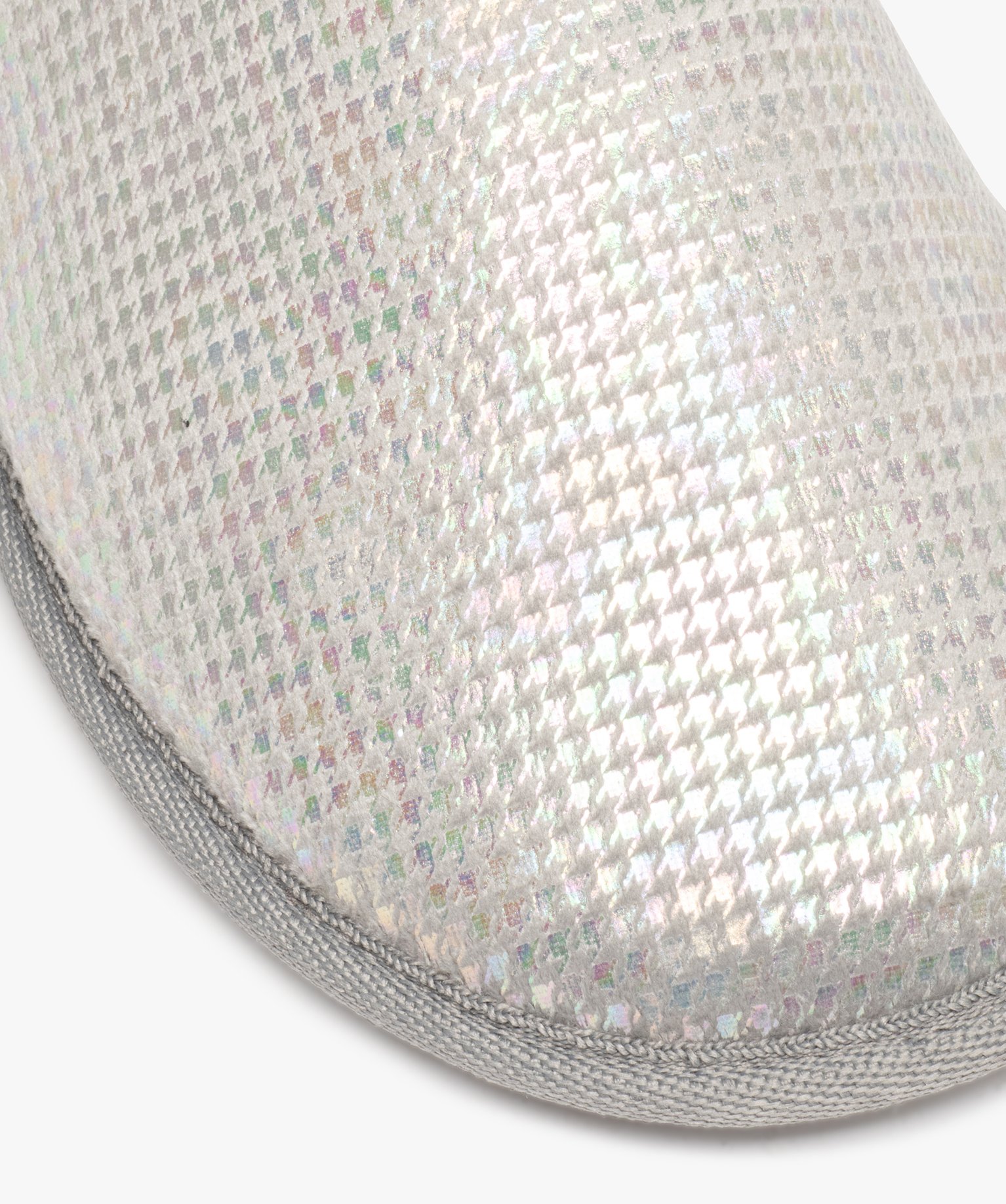 Chaussons femme mules irisées motif pied de poule gris | GEMO
