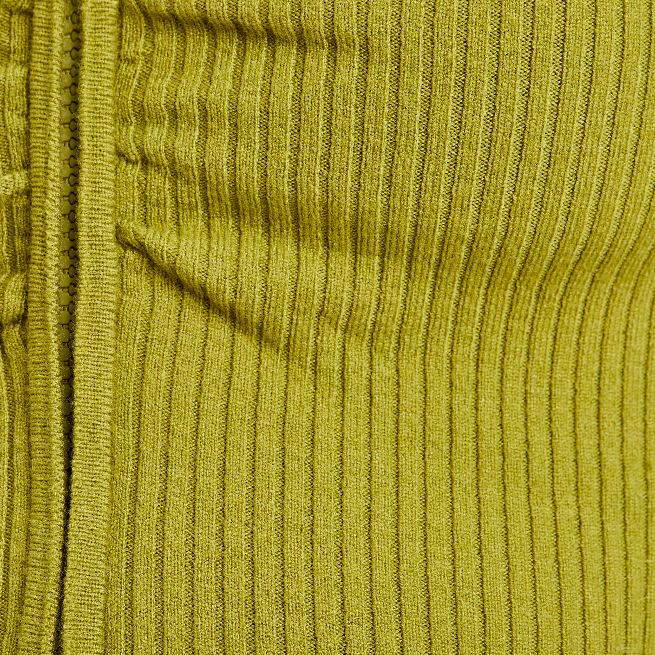Gilet crop top côtelé zippé vert kaki femme | Cache Cache