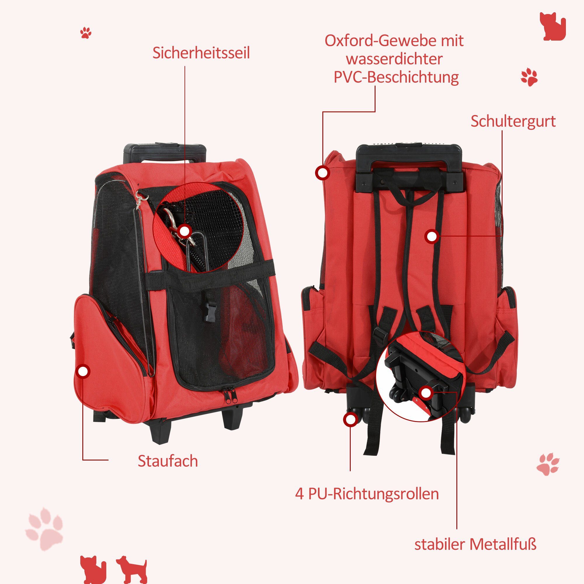 PawHut Tiertransportbox 2 in 1 Hundetasche bis 9 kg